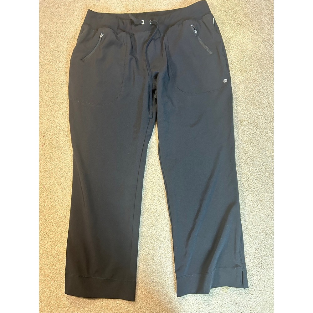 CRB Petite XL Black Lounge Pants Athletic Joggers Activewear Zip Pockets‎